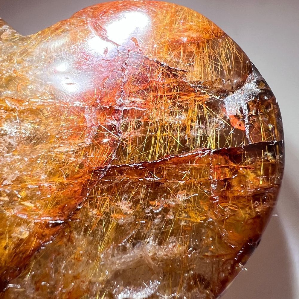 Golden Rutilated Clear Quartz Heart - Picture 4 of 16